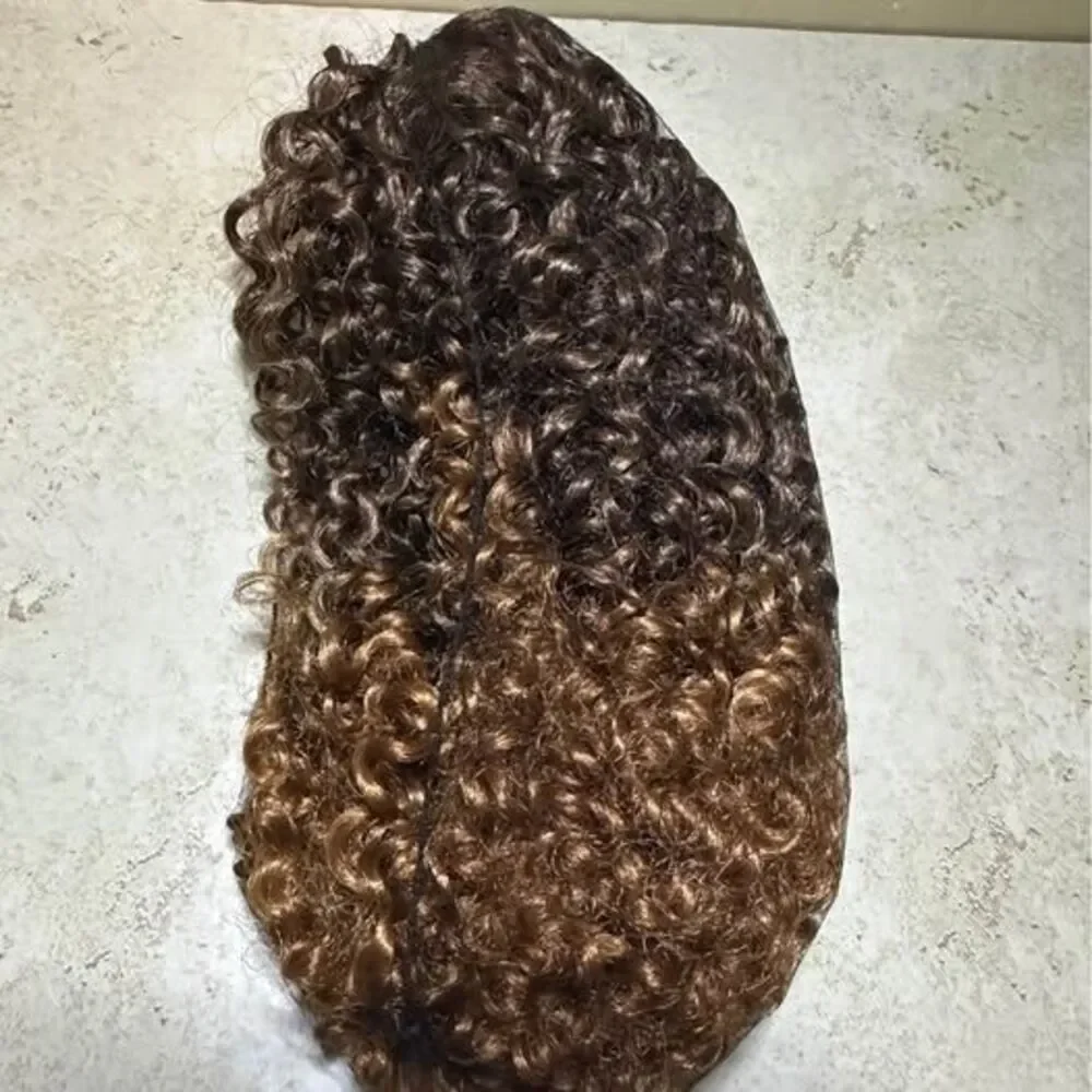 NEW Natural Brown/Blonde Ombre Curly Drawstring Ponytail